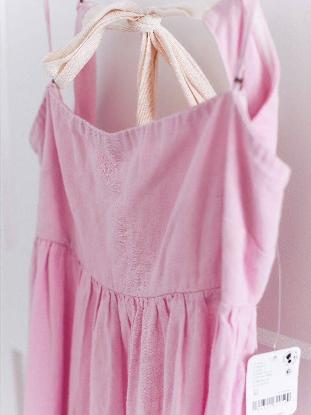 Free People Pink Linen Halo Babydoll Midi Dress | NEVER WORN - Picture 5 of 6